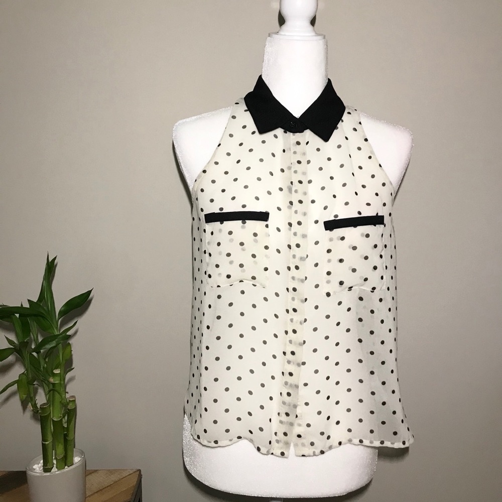 Forever 21 White & Black Blouse